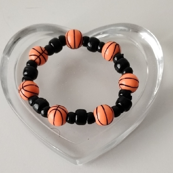 Orange and Black Basketball Bead Bracelet - Picture 4 of 8